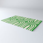 Midcentury Modern Confaab Abstract Pattern Green Cream Rug Gallery Image 3