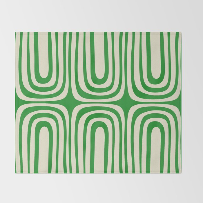 Midcentury Modern Confaab Abstract Pattern Green Cream Throw Blanket Gallery Image 2