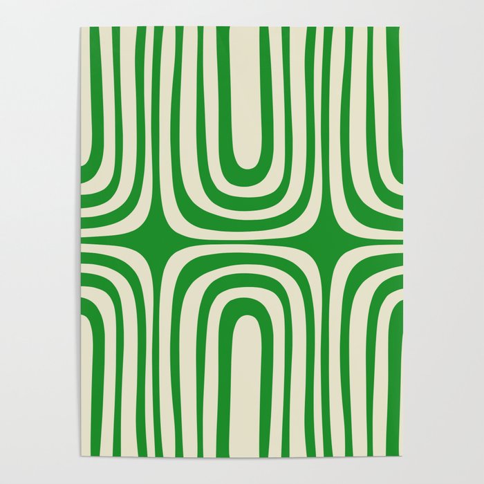 Midcentury Modern Confaab Abstract Pattern Green Cream Poster Gallery Image 1