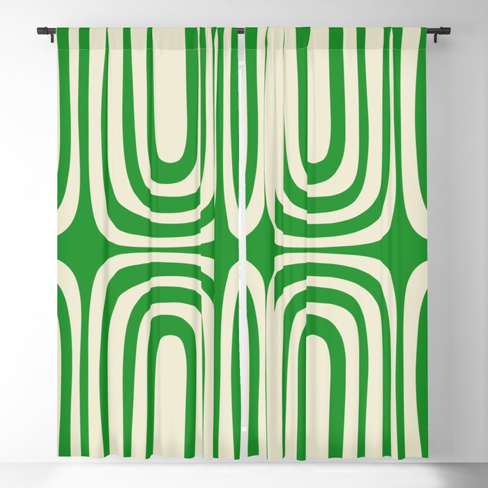Midcentury Modern Confaab Abstract Pattern Green Cream Window Curtain Gallery Image 5