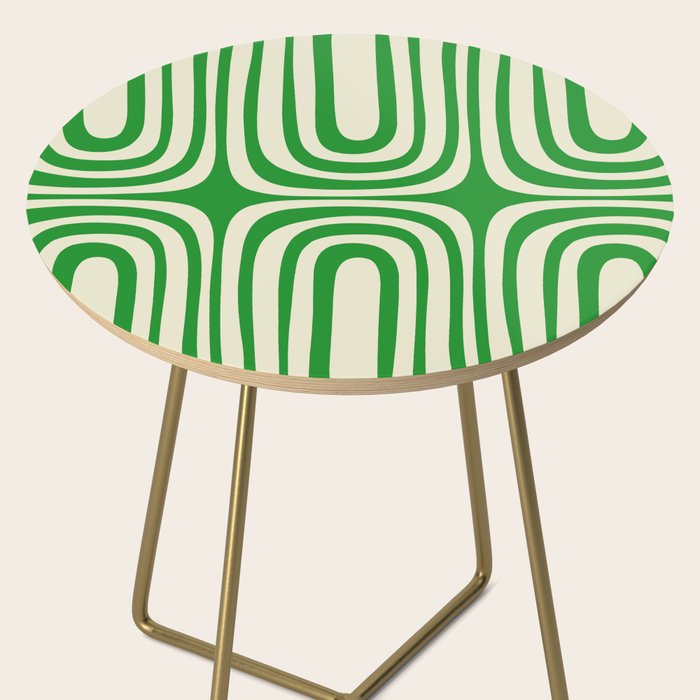 Midcentury Modern Confaab Abstract Pattern Green Cream Side Table Gallery Image 2