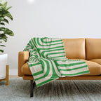 Midcentury Modern Confaab Abstract Pattern Green Cream Throw Blanket Gallery Image 1
