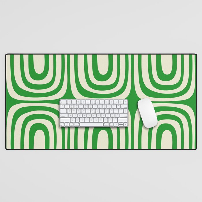 Midcentury Modern Confaab Abstract Pattern Green Cream Desk Mat Gallery Image 1
