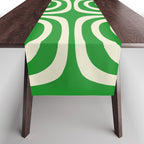 Midcentury Modern Confaab Abstract Pattern Green Cream Table Runner Gallery Image 1