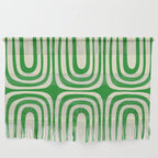 Midcentury Modern Confaab Abstract Pattern Green Cream Wall Hanging Gallery Image 1