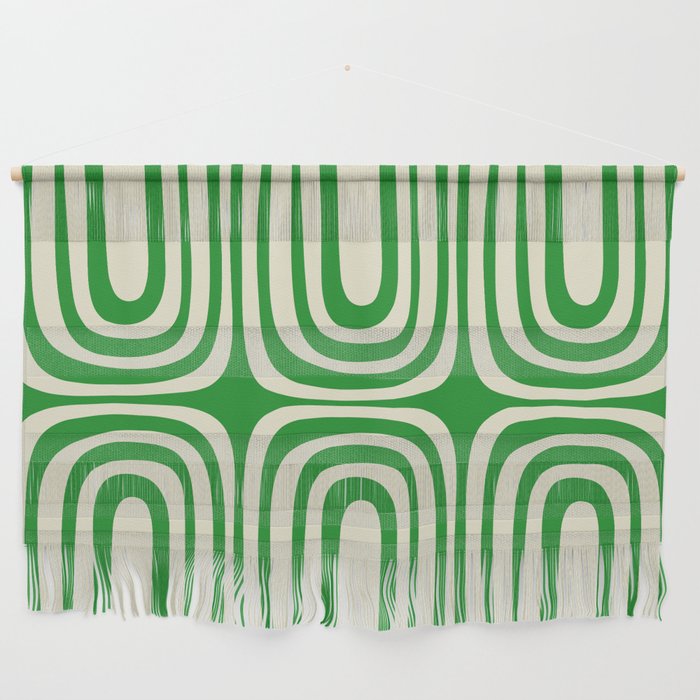 Midcentury Modern Confaab Abstract Pattern Green Cream Wall Hanging Gallery Image 1