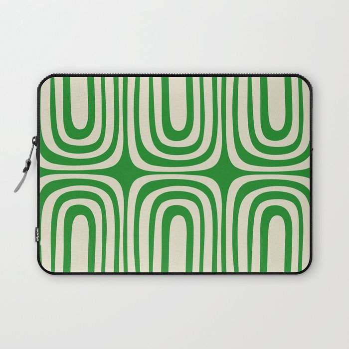 Midcentury Modern Confaab Abstract Pattern Green Cream Laptop Sleeve Gallery Image 1