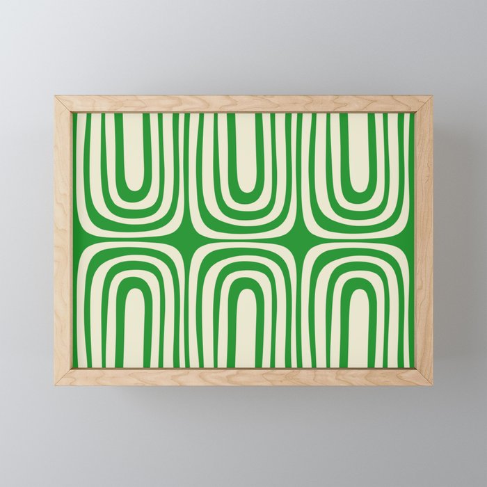 Midcentury Modern Confaab Abstract Pattern Green Cream Mini Art Print Gallery Image 1