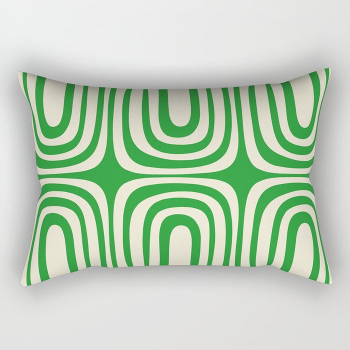 Midcentury Modern Confaab Abstract Pattern Green Cream Rectangular Pillow Gallery Image 2