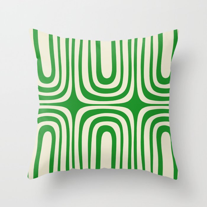 Midcentury Modern Confaab Abstract Pattern Green Cream Throw Pillow Gallery Image 6