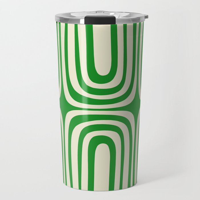 Midcentury Modern Confaab Abstract Pattern Green Cream Travel Mug Gallery Image 1