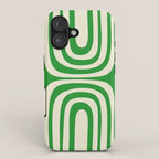 Midcentury Modern Confaab Abstract Pattern Green Cream iPhone Case Gallery Image 1