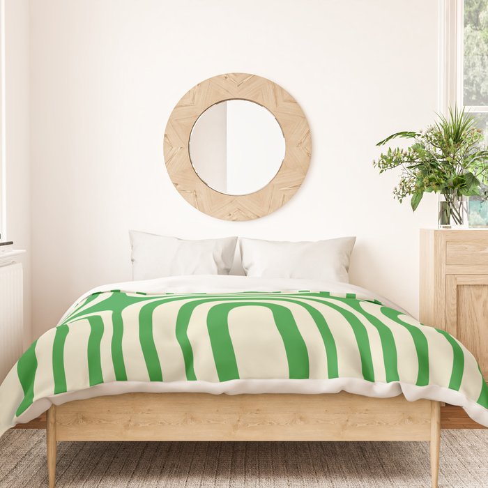 Midcentury Modern Confaab Abstract Pattern Green Cream Duvet Cover Gallery Image 3