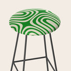 Midcentury Modern Confaab Abstract Pattern Green Cream Stool Gallery Image 2