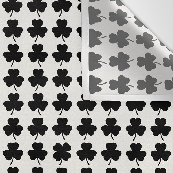 Clovers I Black and White Botanical Pattern Wall Tapestry Gallery Image 3