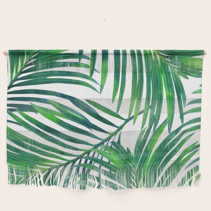 Palm Paradise, Tropical Leaves, Beachy Watercolor Painting, Minimal Nature Botanical Illustration Wall Hanging Gallery Image 1