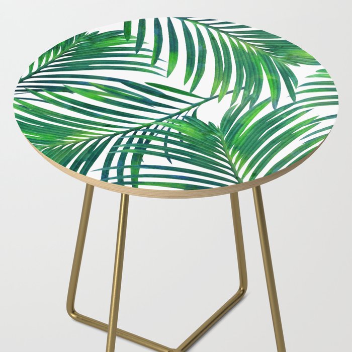 Palm Paradise, Tropical Leaves, Beachy Watercolor Painting, Minimal Nature Botanical Illustration Side Table Gallery Image 2