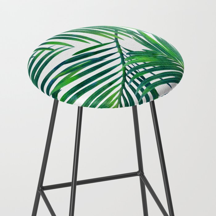 Palm Paradise, Tropical Leaves, Beachy Watercolor Painting, Minimal Nature Botanical Illustration Stool Gallery Image 2