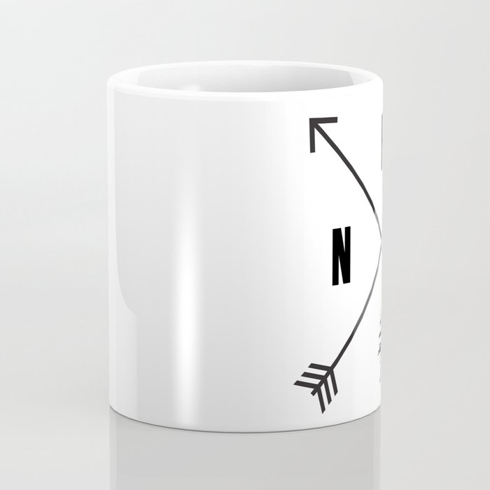 PNW Pacific Northwest Compass - Black on White Minimal Coffee Mug Gallery Image 4