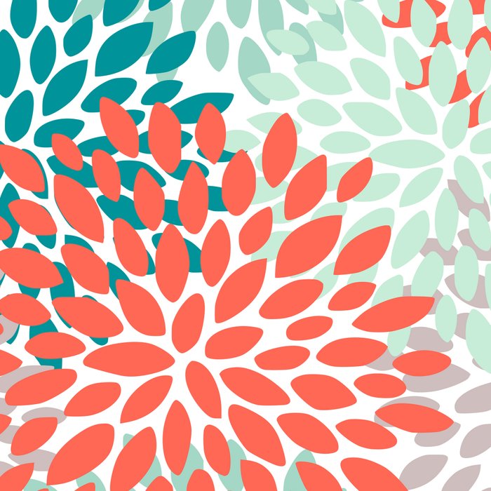 Floral Pattern, Orange, Teal, Mint Green, Flower Print Coffee Mug Gallery Image 2