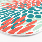 Floral Pattern, Orange, Teal, Mint Green, Flower Print Bath Mat Gallery Image 3