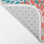 Floral Pattern, Orange, Teal, Mint Green, Flower Print Bath Mat Gallery Image 2