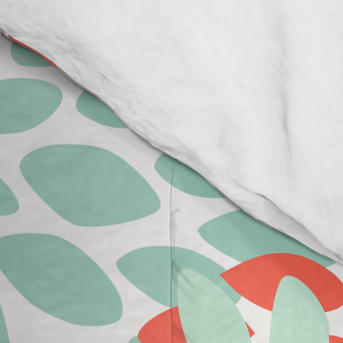 Floral Pattern, Orange, Teal, Mint Green, Flower Print Comforter Gallery Image 4