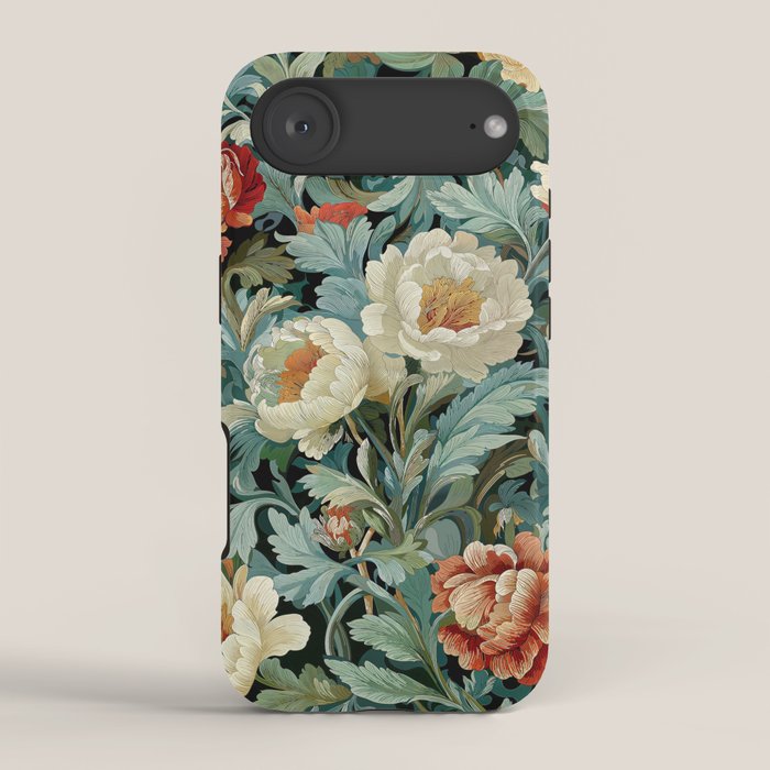 Maximalist dark academia William Morris Print Botanical vintage Roses Floral Green Flower Wall art iPhone Case Gallery Image 2