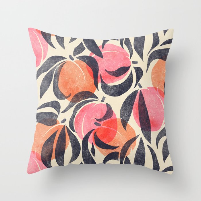 Peaches - pink & midnight  Throw Pillow Gallery Image 1