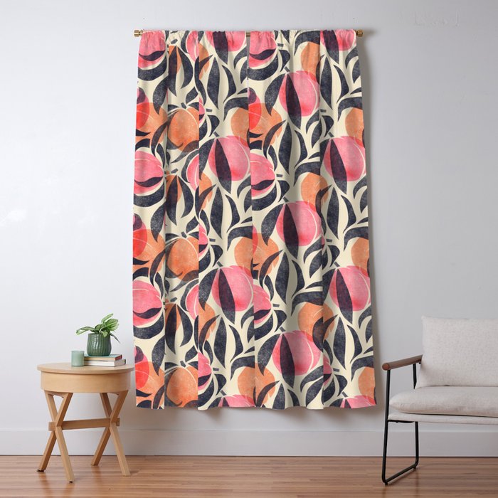 Peaches - pink & midnight  Window Curtain Gallery Image 1