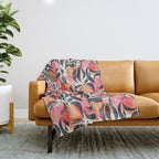 Peaches - pink & midnight  Throw Blanket Gallery Image 1