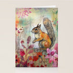 Colorful Squirrel Garden Indian Summer Flora And Wildlife Stationery Card Gallery Image 2