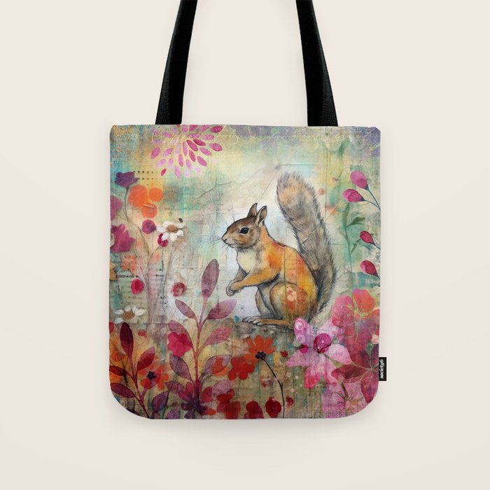 Colorful Squirrel Garden Indian Summer Flora And Wildlife Tote Bag Gallery Image 1