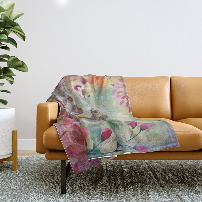 Colorful Squirrel Garden Indian Summer Flora And Wildlife Throw Blanket Gallery Image 1
