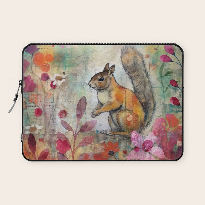 Colorful Squirrel Garden Indian Summer Flora And Wildlife Laptop Sleeve Gallery Image 1