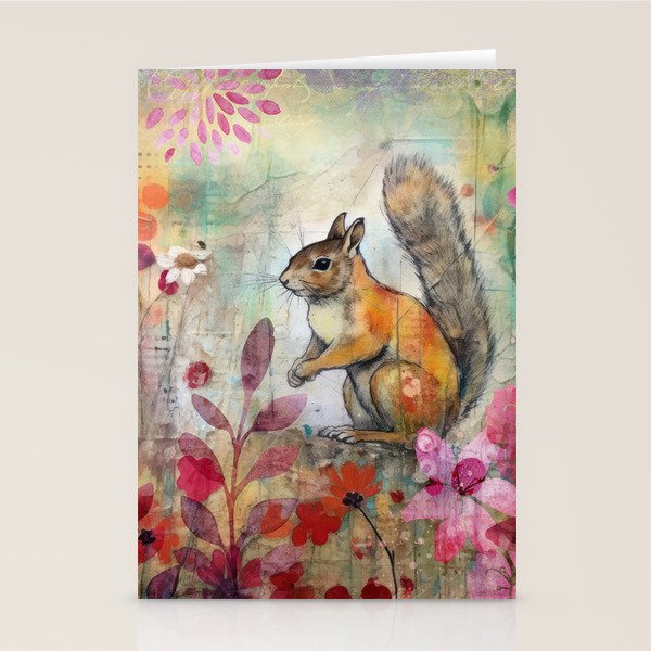 Colorful Squirrel Garden Indian Summer Flora And Wildlife Stationery Card Gallery Image 1