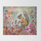 Colorful Squirrel Garden Indian Summer Flora And Wildlife Throw Blanket Gallery Image 2