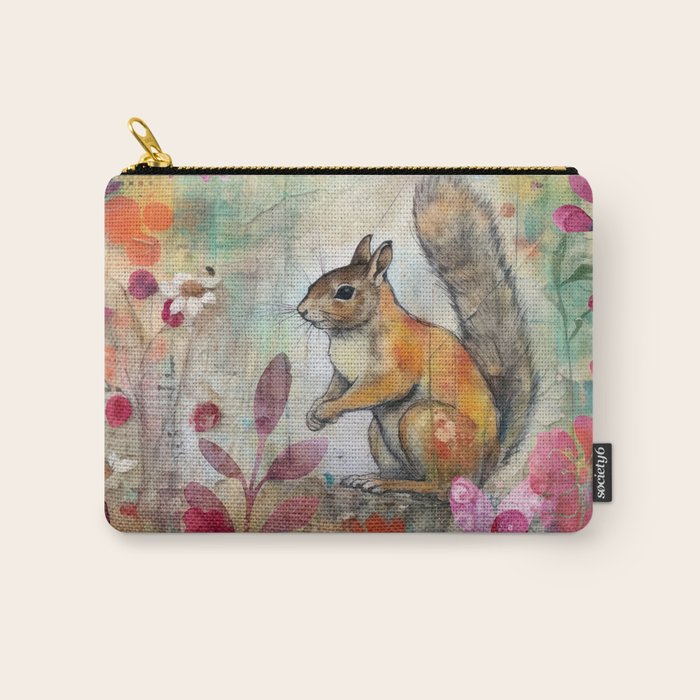 Colorful Squirrel Garden Indian Summer Flora And Wildlife Carry All Pouch Gallery Image 1
