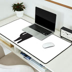 Black cat with flute Desk Mat Gallery Image 2