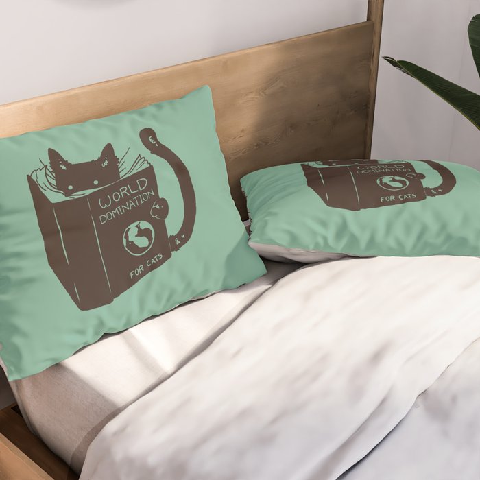 World Domination for Cats (Green) Pillow Sham Gallery Image 2