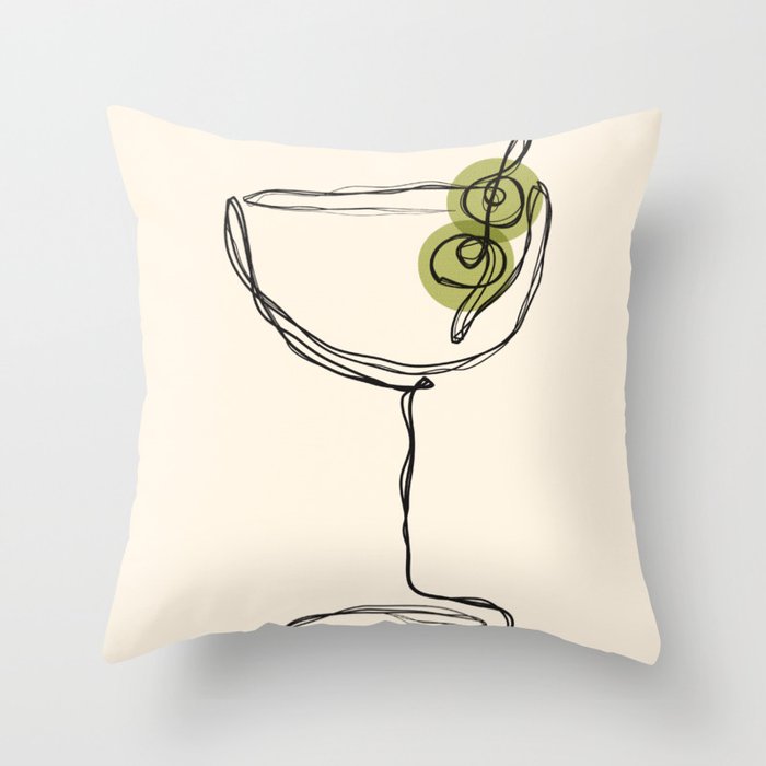 Dirty Martini Cocktail Drink Throw Pillow Gallery Image 6