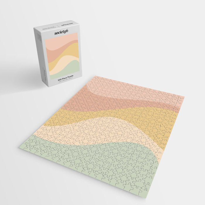 Abstract Color Waves - Neutral Pastel Jigsaw Puzzle Gallery Image 2