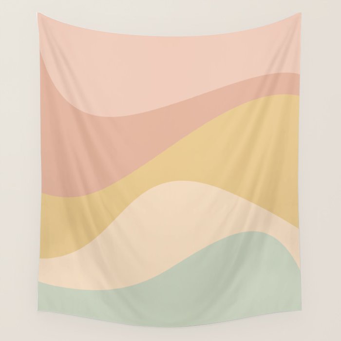 Abstract Color Waves - Neutral Pastel Wall Tapestry Gallery Image 4