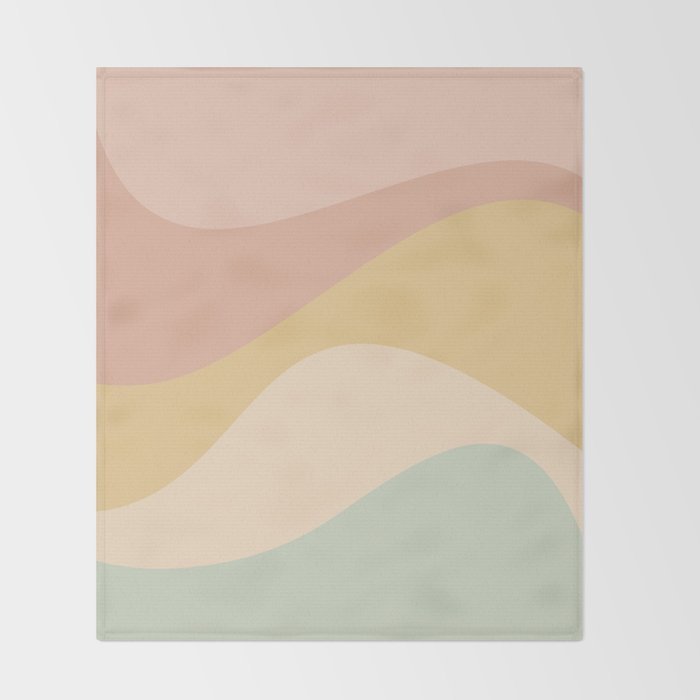 Abstract Color Waves - Neutral Pastel Throw Blanket Gallery Image 2