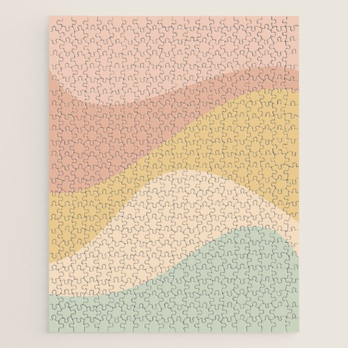 Abstract Color Waves - Neutral Pastel Jigsaw Puzzle Gallery Image 1