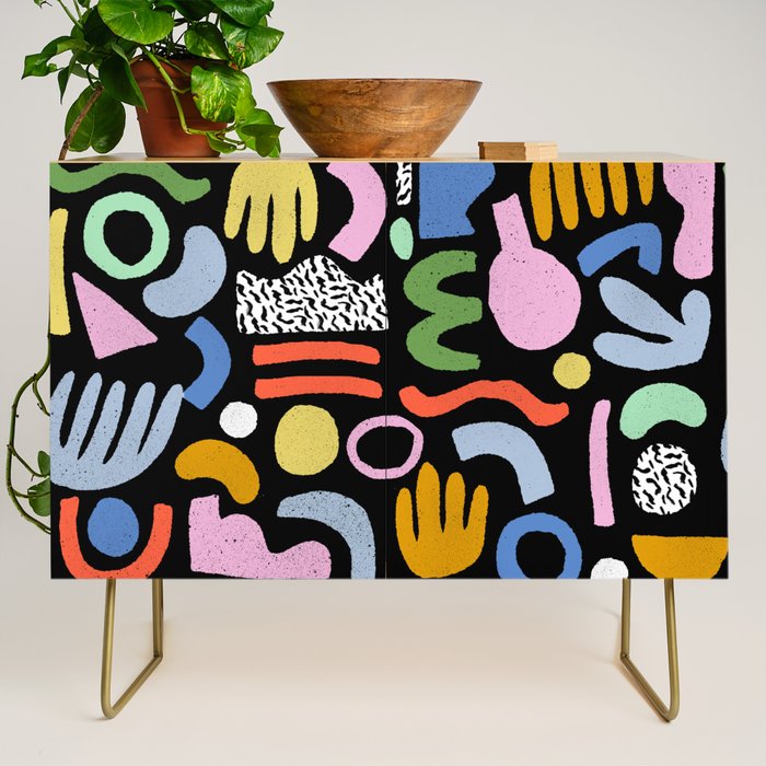 Helter Skelter - bright pattern, colorful, rainbow, abstract, shapes, pattern Credenza Gallery Image 1