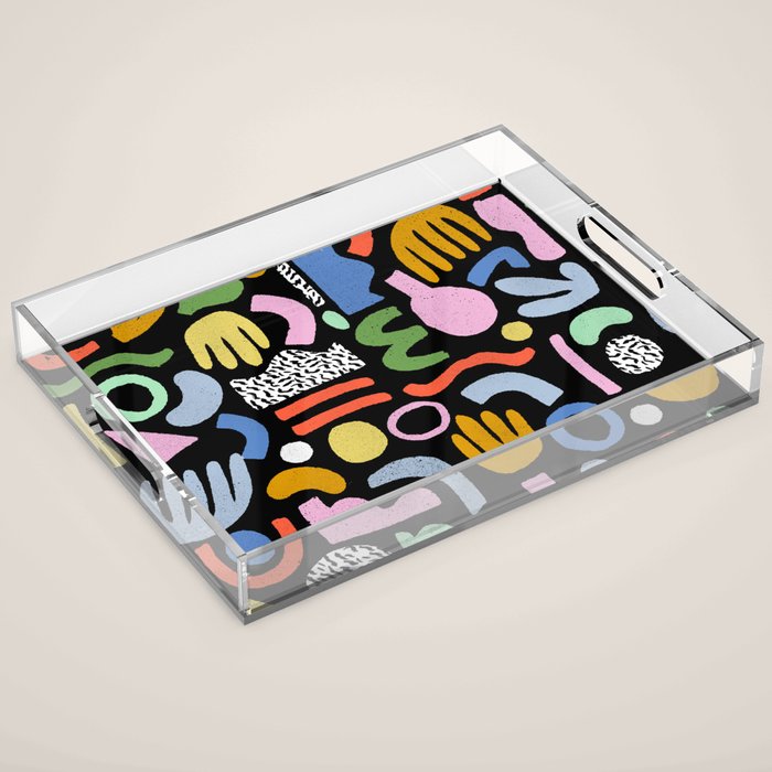 Helter Skelter - bright pattern, colorful, rainbow, abstract, shapes, pattern Acrylic Tray Gallery Image 1