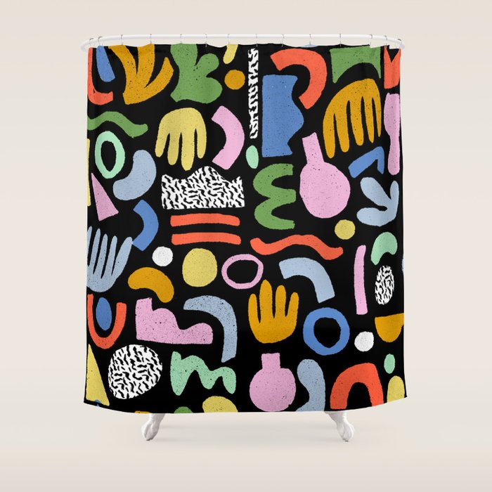 Helter Skelter - bright pattern, colorful, rainbow, abstract, shapes, pattern Shower Curtain Gallery Image 1