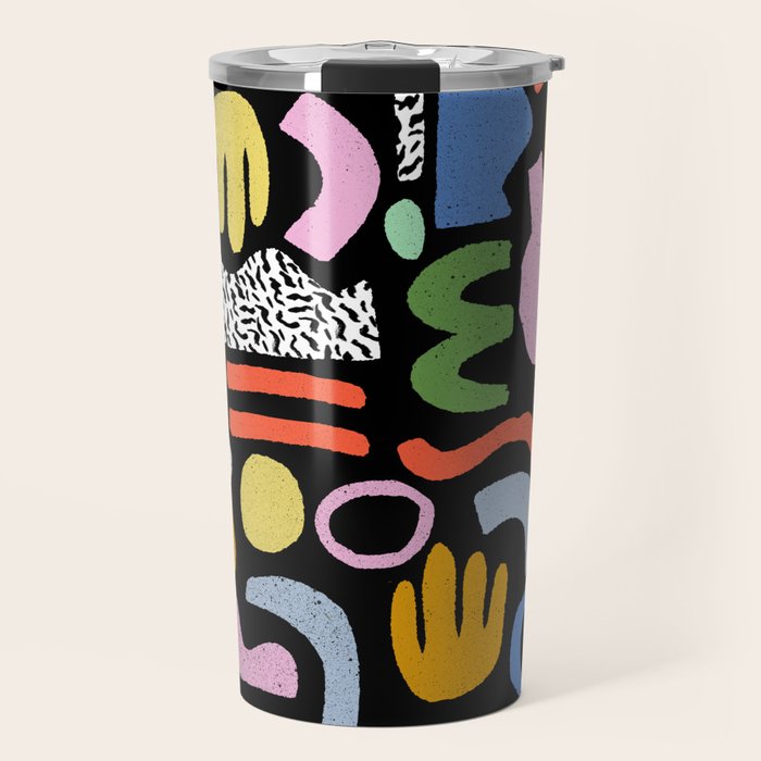 Helter Skelter - bright pattern, colorful, rainbow, abstract, shapes, pattern Travel Mug Gallery Image 1