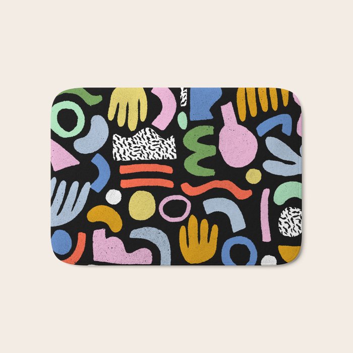 Helter Skelter - bright pattern, colorful, rainbow, abstract, shapes, pattern Bath Mat